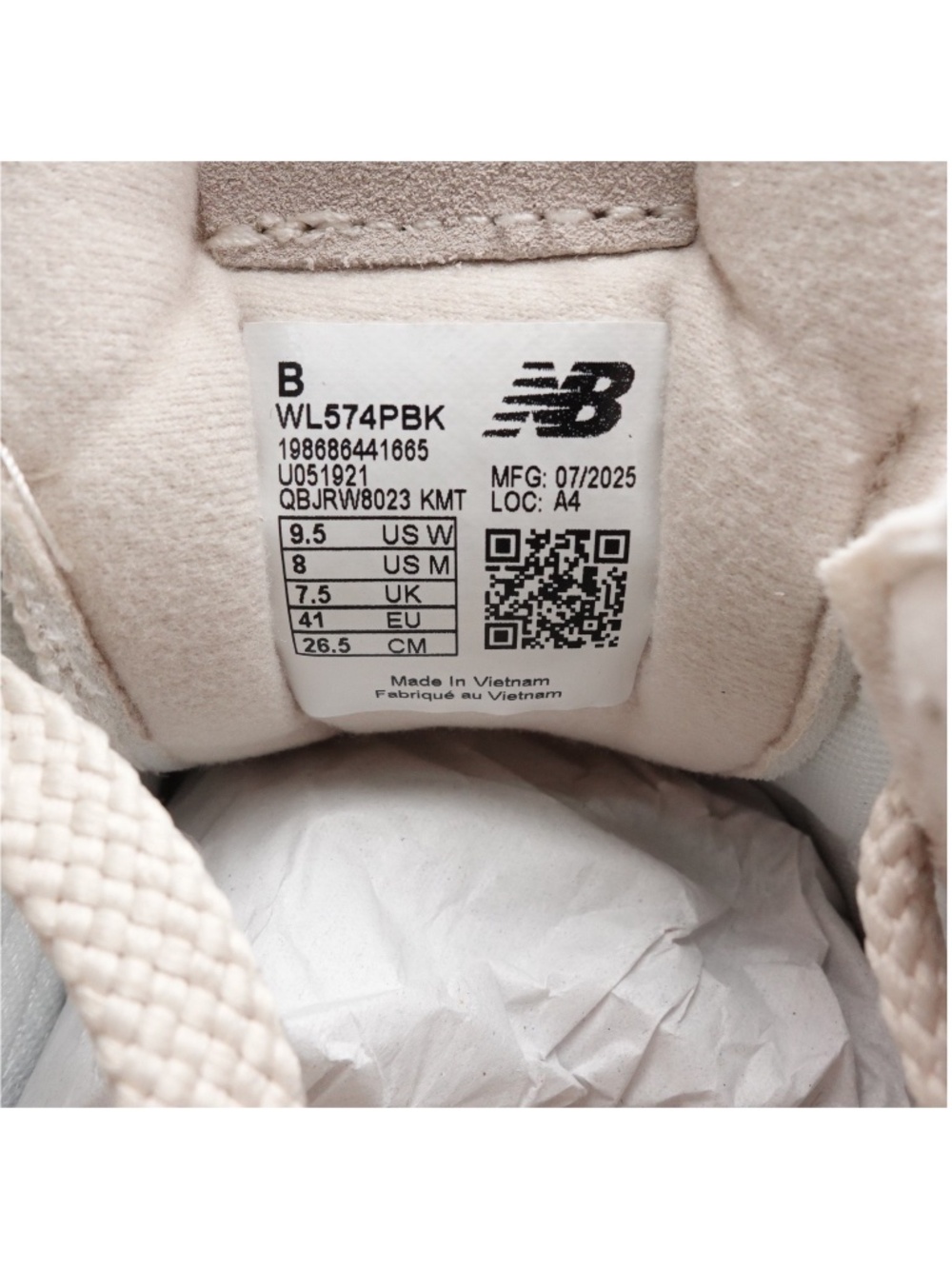 NEW Women's New Balance 574 Suede Sneakers WL574PBK White/Bone Croc - Picture 16 of 16